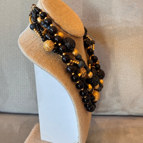 Stephen Dweck Black Agate Vermeil Multi Strand Horn Black Jade Necklace - Picture 8 of 10